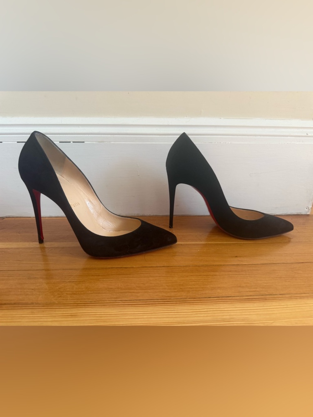 Christian Louboutin Black Suede Pointed Toe Stiletto Pumps